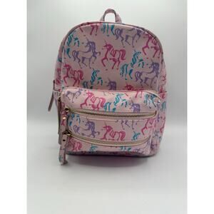Under One Sky Mini Unicorn Backpack Pink Girls Rainbow Print Good Condition